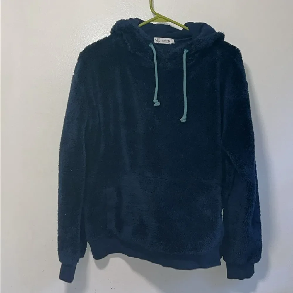 EXCELLENT CONDITION WOMEN’S CARVE DESIGNS BRIE SHERPA NAVY HOODIE SIZE XL